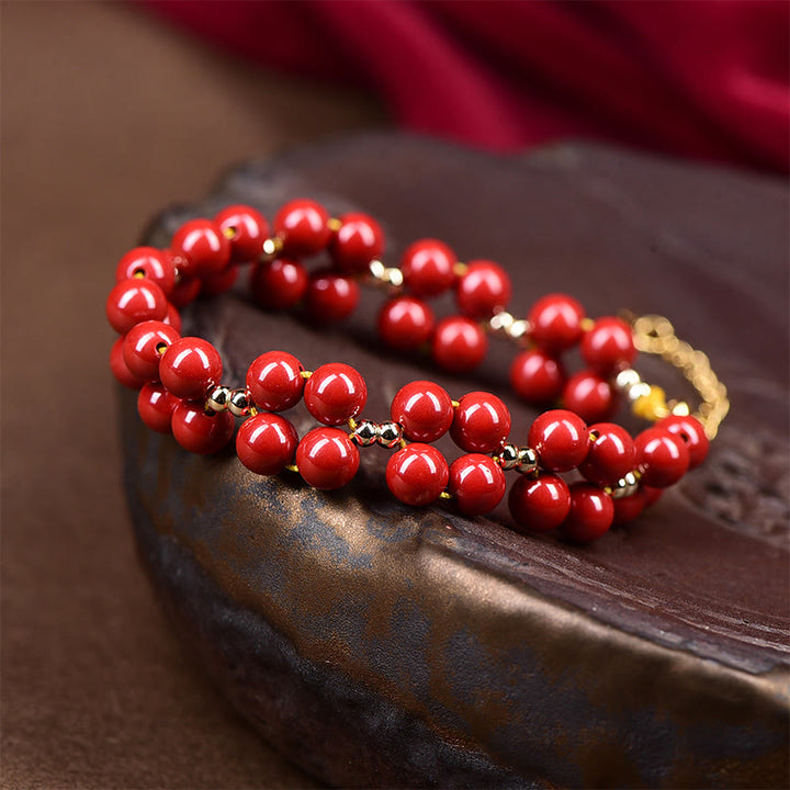 Bransoletka z koralików z Buddha Stones Natural Cinnabar Blessing