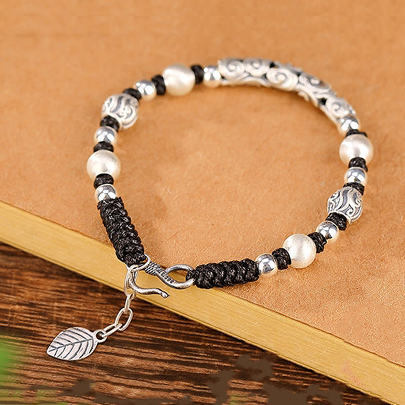 Buddha Stones Tybet Ręcznie robione Miedź 999 Srebro Sterlingowe Bransoletka z Sznurka Pomyślny Chmura Bogactwo - image 17