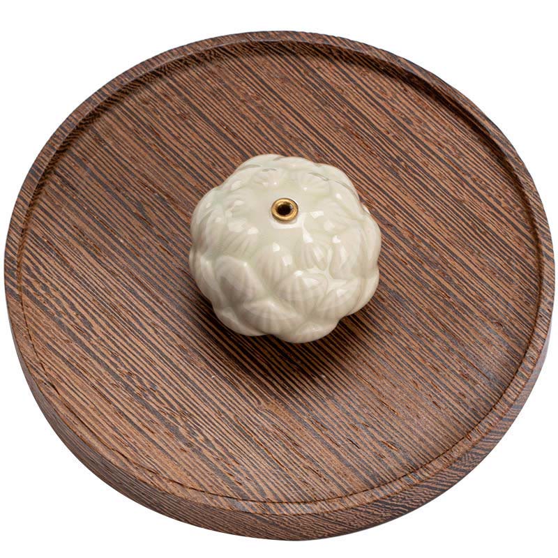 Buddha Stones Miniaturowy Kwiat Lotosu Medytacja Ceramiczny Patyk Mały Kadzielnica Dekoracja