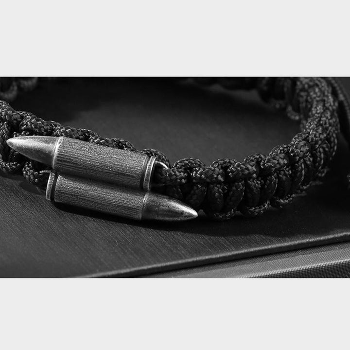 Bransoletka z plecionej liny Buddha Stones 925 ze srebra próby 925 z motywem pocisku