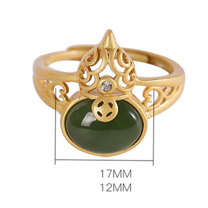Buddha Stones Tykwa Cyjan Jade Miedź Moneta Sukces Szczęście Regulowany Pierścień