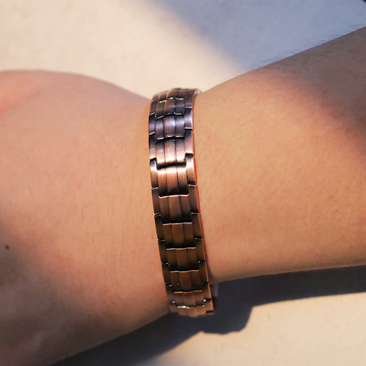 Bransoletka magnetyczna Vintage Solid Copper Cuff Bangle - image 3