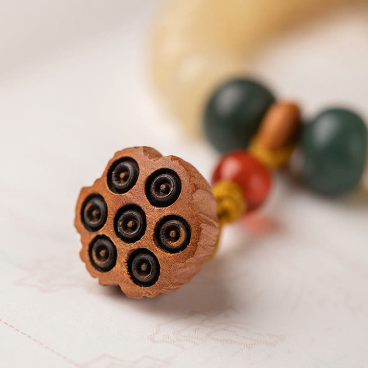 Bransoletka Buddha Stones Bodhi Seed Lotus Pod Charm Peace Double Wrap
