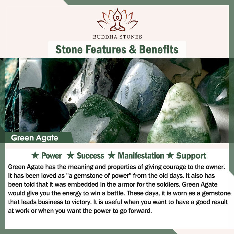 Buddha Stones 108 Koralików Naturalny Zielony Agat Bransoletka Sukcesu Mala