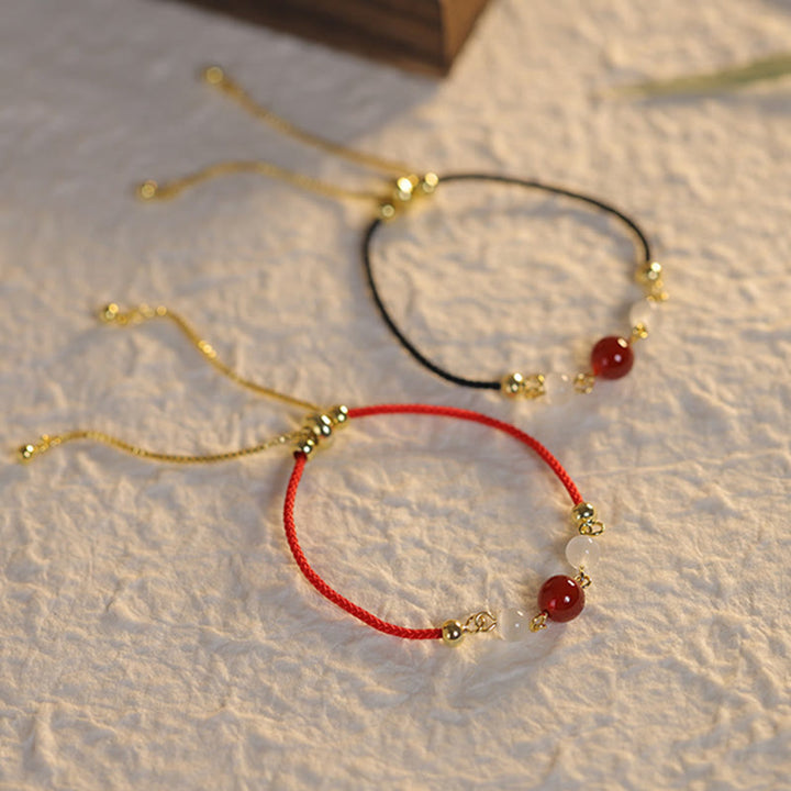 Buddha Stones Red Agat Cat Eye Braided String Confidence - image 3