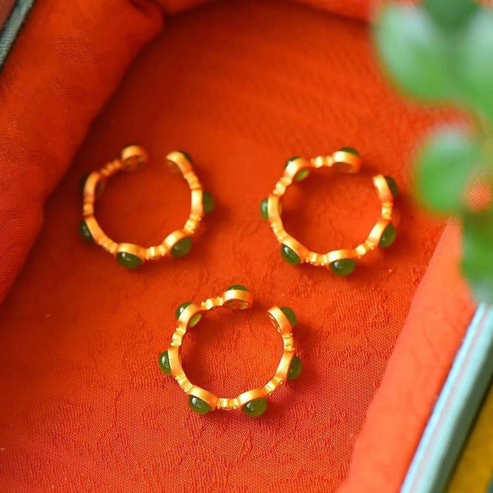 Pierścionek regulowany Buddha Stones Cyan Jade Healing Calm - image 13