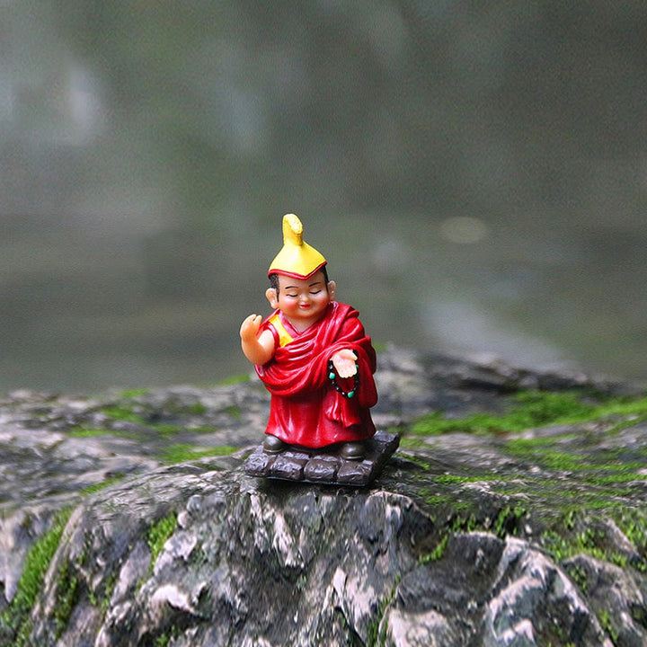Buddha Stones malowane ręcznie tybetańskie figurki Lamy rzeźbione kreatywne ozdoby do dekoracji domu i biura