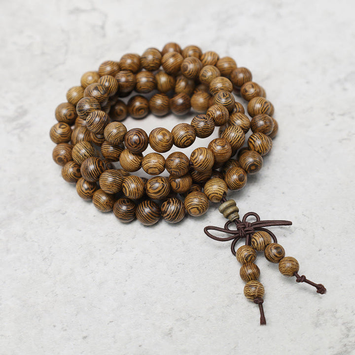 Buddha Stones 108 Mala Koraliki Bransoletka Modlitwa Medytacja Sandałowiec Elastyczny