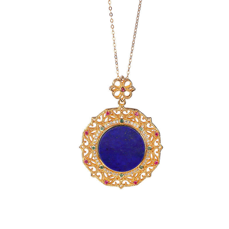 Naszyjnik z Buddha Stones ze srebra próby 925, złoconego lazurytu i pozytywnego lapis lazuli - image 6