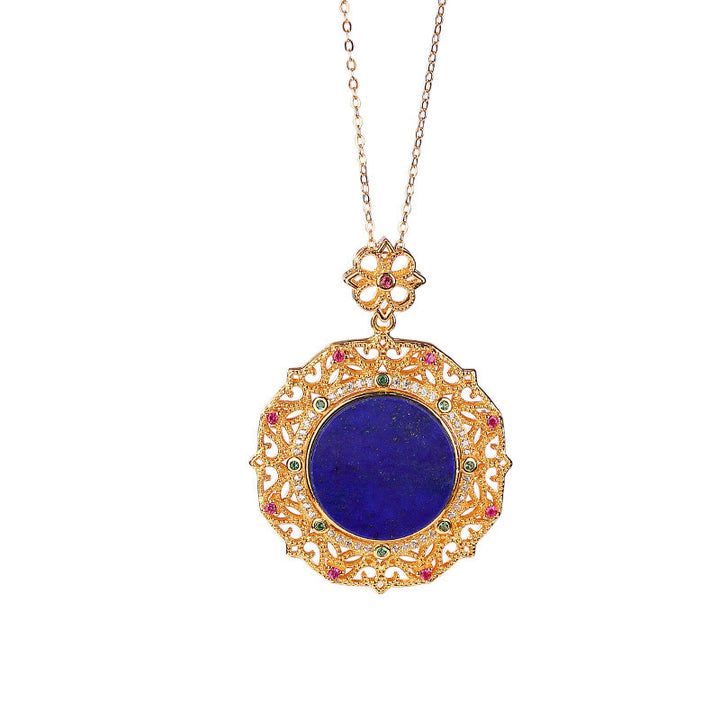 Naszyjnik z Buddha Stones ze srebra próby 925, złoconego lazurytu i pozytywnego lapis lazuli - image 6