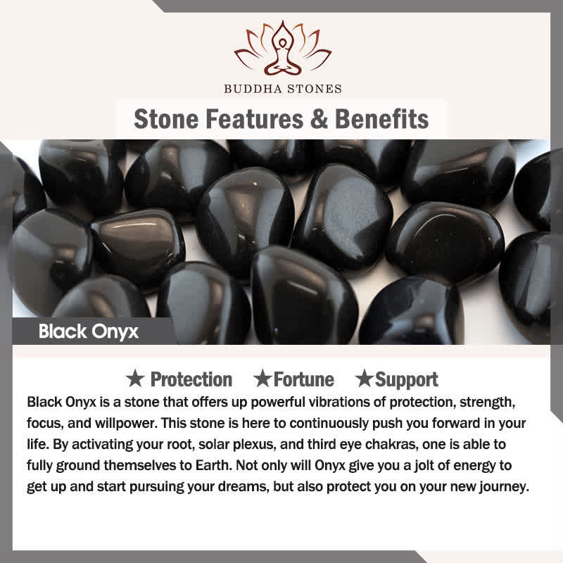 Buddha Stones Tybetańskie 108 Mala Koraliki Czarny Onyks Trójoczne Koraliki Dzi Bransoletka Ochronna