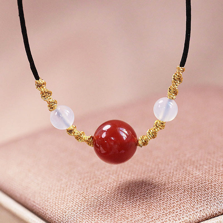 Buddha Stones Naturalny Czerwony Agat Chalcedon Samoakceptacja Pewność Siebie Koraliki Bransoletka Naszyjnik Wisiorek