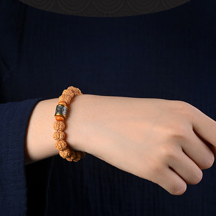 Buddha Stones Tybet Rudraksha Bodhi Seed Bransoletka Bogactwa Pomyślności