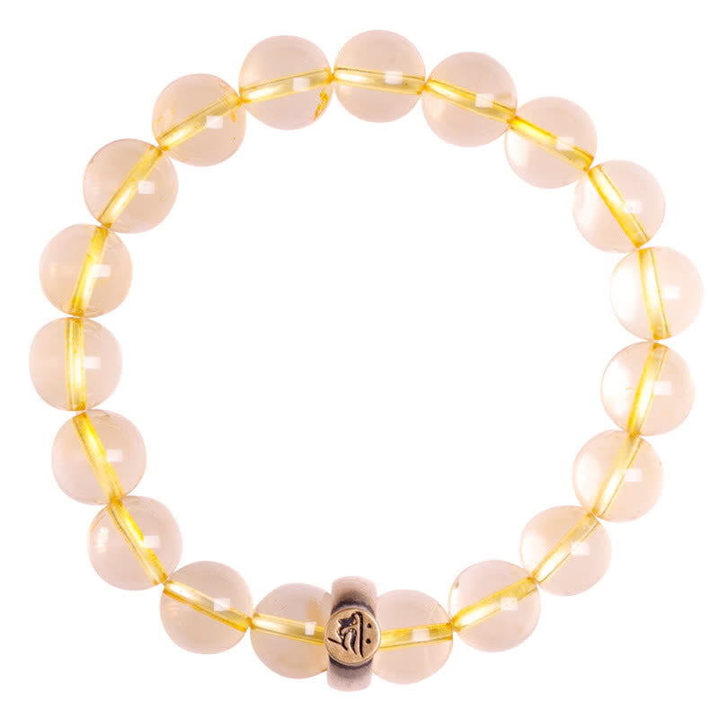 Bransoletka ochronna ze srebra próby 925 z chińskim znakiem zodiaku Natal Buddha i cytrynem