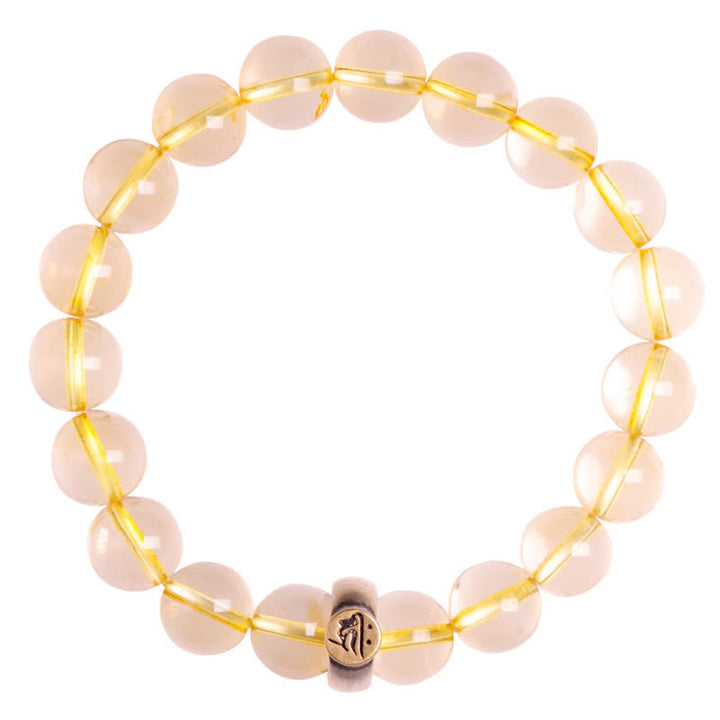 Bransoletka ochronna ze srebra próby 925 z chińskim znakiem zodiaku Natal Buddha i cytrynem