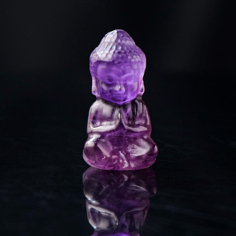 Buddha Stones Różne Kryształy Ametyst Różowy Kryształ Biały Kryształ Cytryn Budda Rzeźbiony Duchowy Naszyjnik Uzdrawiający Wisiorek Dekoracja - Ametyst - Dekoracja 1,4*2,6 cm - image 1