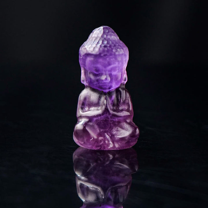 Buddha Stones Różne Kryształy Ametyst Różowy Kryształ Biały Kryształ Cytryn Budda Rzeźbiony Duchowy Naszyjnik Uzdrawiający Wisiorek Dekoracja - Ametyst - Dekoracja 1,4*2,6 cm - image 1