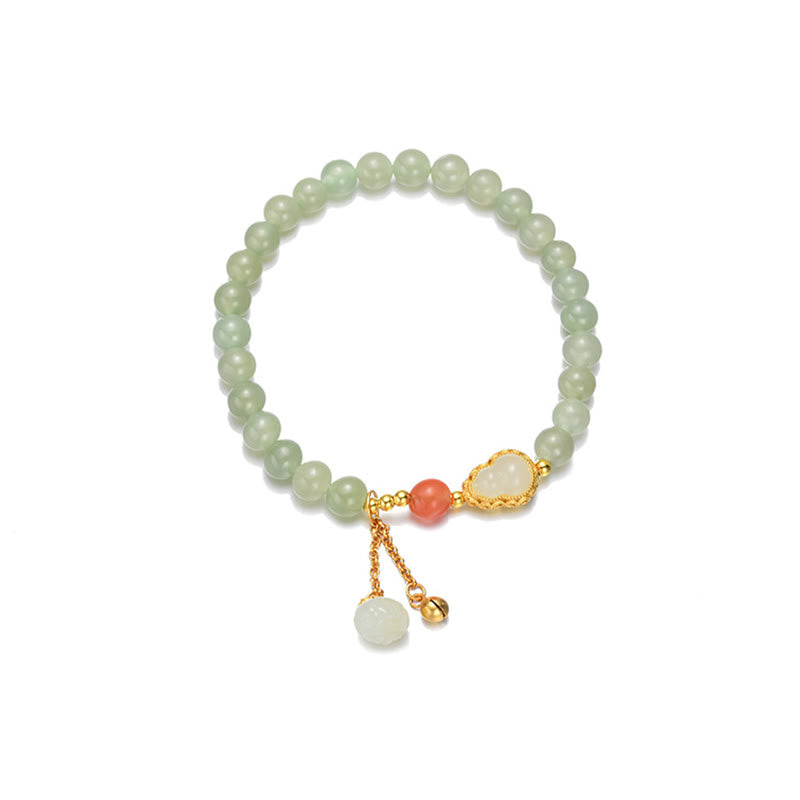 Bransoletka ze srebra próby 925 Hetian Jade Gourd Lotus Abundance Luck