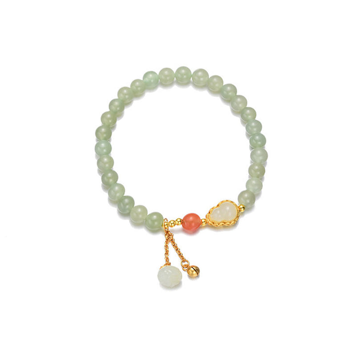 Bransoletka ze srebra próby 925 Hetian Jade Gourd Lotus Abundance Luck