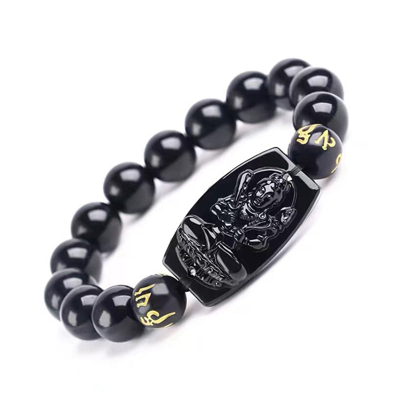 Bransoletka ochronna z obsydianu zodiaku Buddha Stones - Wół i Tygrys-10mm - image 1