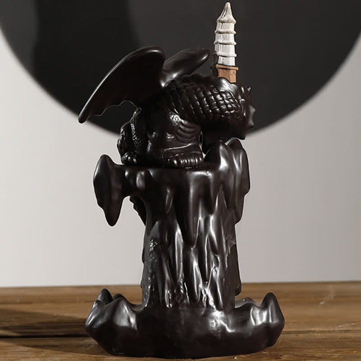 Nordic Dragon Ceramic Backflow Smoke Fountain Medytacja Uzdrawiająca Kadzielnica Dekoracja Kula Led