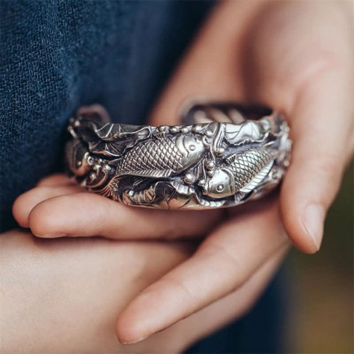 Buddha Stones Buddha Stones Ryba Koi Lotos Szczęście Bogactwo Bransoletka Bangle