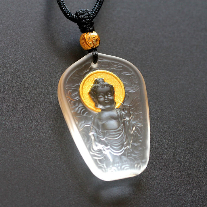 Buddha Stones Tybetański Budda Liuli Kryształowy Naszyjnik Spokoju Wisiorek - Białe Światło Buddy - image 5