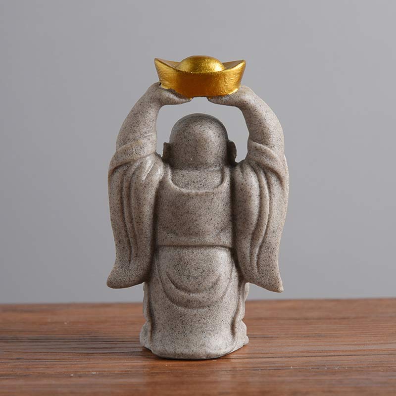 Buddha Stones Śmiejący się Budda Żywica Statua Błogosławieństwo Dekoracja Domu - image 4