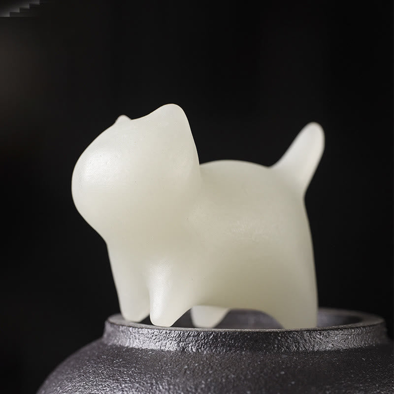 Buddha Stones 2szt. Mini słodkie koty Glowstone Luminous Lucky Cat Energy Decoration - image 3