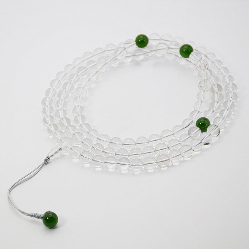 Buddha Stones 108 Koraliki Biały Kryształ Jade Medytacyjna Bransoletka Mala