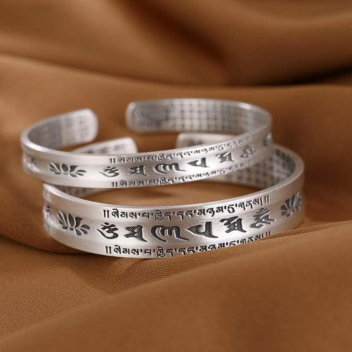 Buddha Stones 999 Srebro Sterlingowe Om Mani Padme Hum Bransoletka Mądrości Lotosu