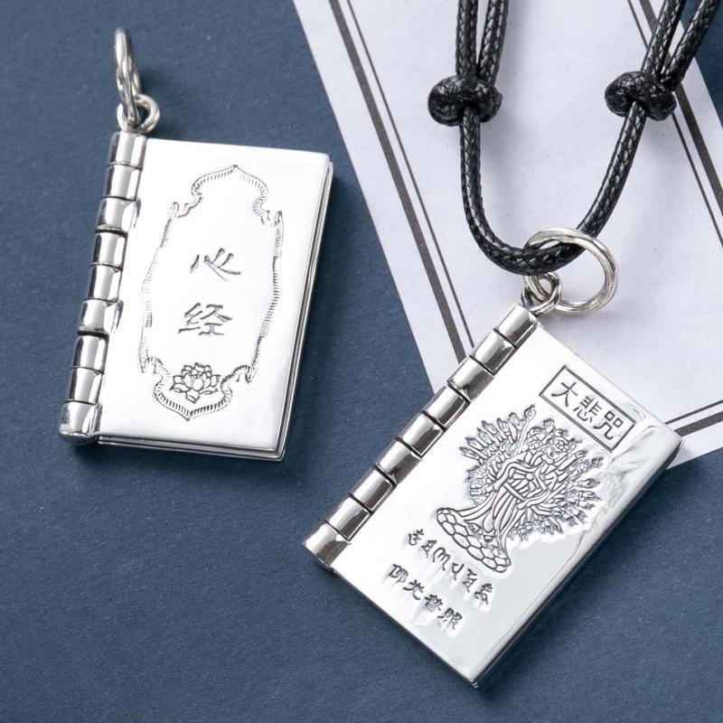 Buddha Stones 990 Srebro Sterling Sutra Serca Wielkie Współczucie Shurangama Mantra Lotus Vajra Naszyjnik Wisiorek Pokoju - image 1