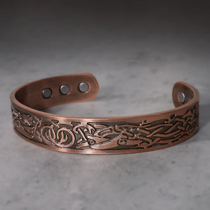 Buddha Stones Wikingowie Ptaki Magnetyczna Miedź Regulowana Bransoletka Mankietowa Bangle