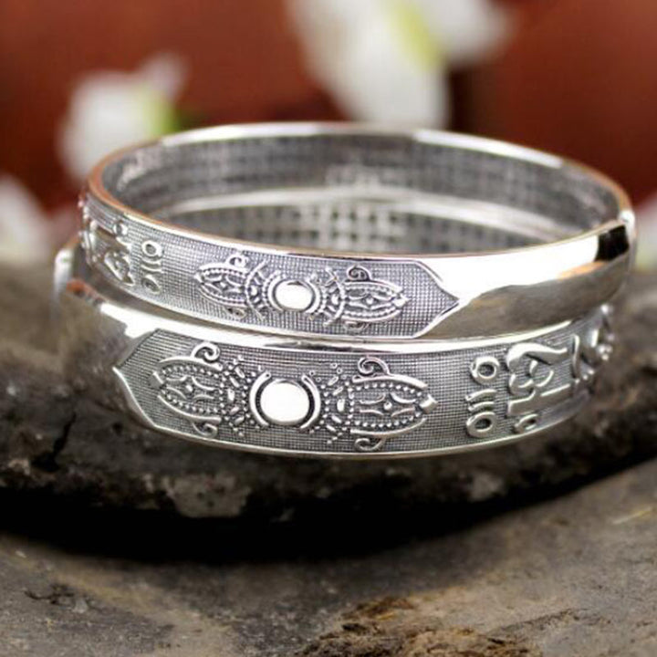Buddha Stones Tybetańskie Sanskryckie Białe Miedziane Medytacyjne Modlitewne Bransoletki Bangle
