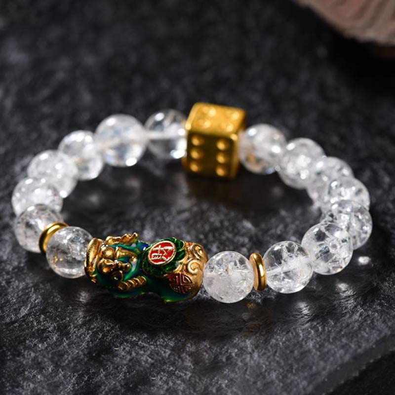 Bransoletka z kryształu PiXiu White Dice Wealth Buddha Stones zmieniająca kolor