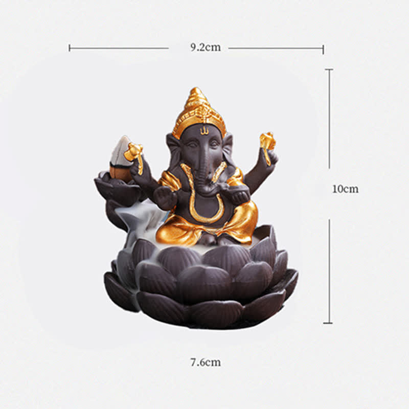Ganesh Elephant Purple Clay Fontanna dymna z filtrem zwrotnym Ochrona kadzideł