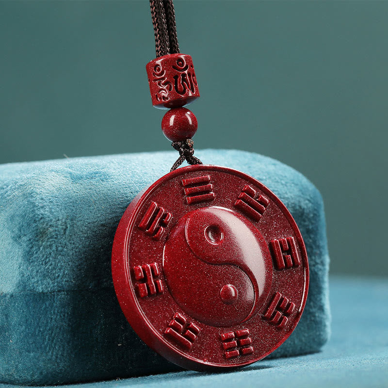 Buddha Stones Cynober Yin Yang Bagua Błogosławieństwo Naszyjnik Wisiorek - Cynober (Spokój ♥ Koncentracja) - image 1