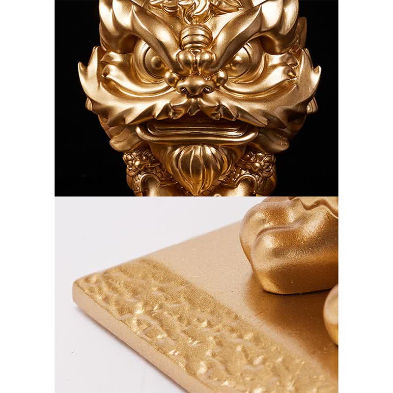 Buddha Stones Lwa Statua Siła Żywica Dekoracja Domu Biuro