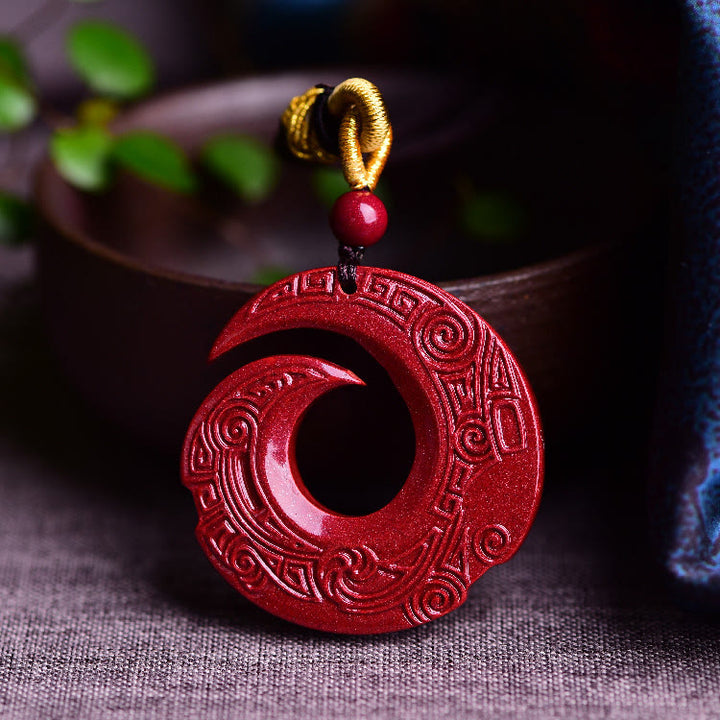 Buddha Stones Szczęście Poprawia Projekt Wzór Naturalny Naszyjnik Błogosławieństwo Cynober Wisiorek