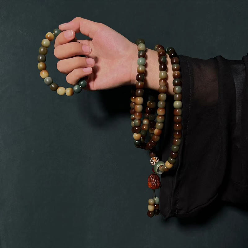 Buddha Stones 108 Mala Koraliki Bodhi Nasiona Pokoju Mądrość Bransoletka Mala Na Nadgarstek Mala Kieszonkowa