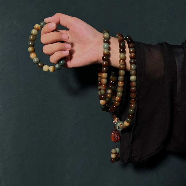 Buddha Stones 108 Mala Koraliki Bodhi Nasiona Pokoju Mądrość Bransoletka Mala Na Nadgarstek Mala Kieszonkowa