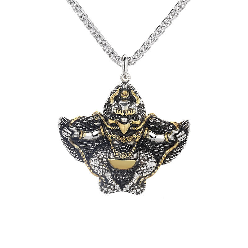 Buddha Stones Tybet Garuda Ptak Miedź Ochrona Naszyjnik Wisiorek