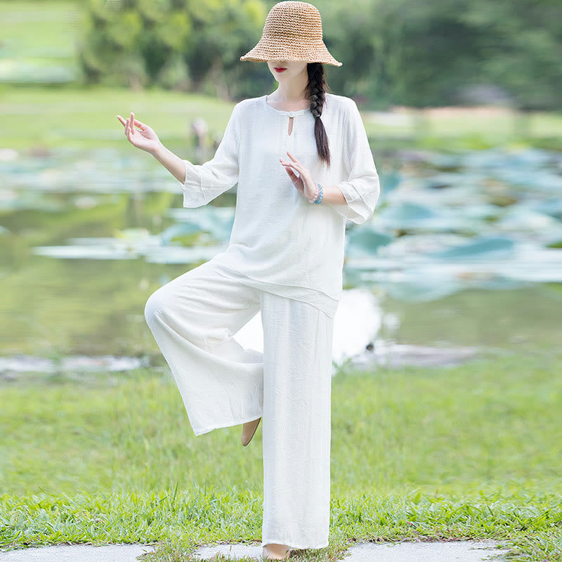 Tai Chi Medytacja Modlitwa Zen Duchowa Praktyka Poranek Odzież Zestaw Damski - image 3