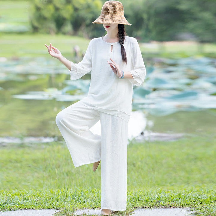 Tai Chi Medytacja Modlitwa Zen Duchowa Praktyka Poranek Odzież Zestaw Damski - image 3