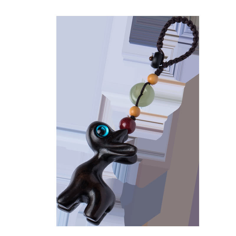 Buddha Stones Zielone drzewo sandałowe Drewno hebanowe Miniaturowy jeleń Pozytywny pokój Klamra Brelok Telefon Wiszący Dekoracja