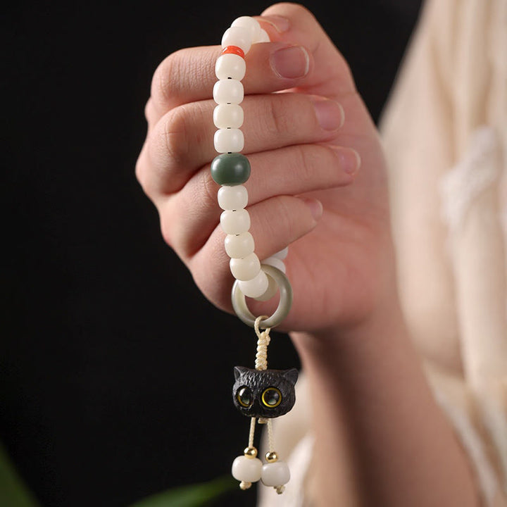 Buddha Stones Naturalne Nasiona Bodhi Afrykańskie Czarne Drewno Piękny Kot Charm Bransoletka Pokój Harmonia - image 3