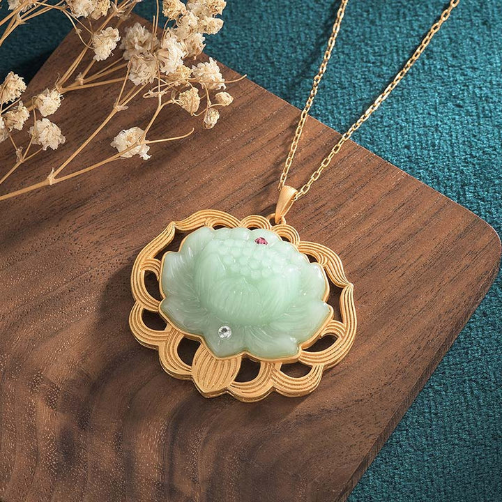 Naturalny naszyjnik z jadeitu Lotus Harmony - image 2