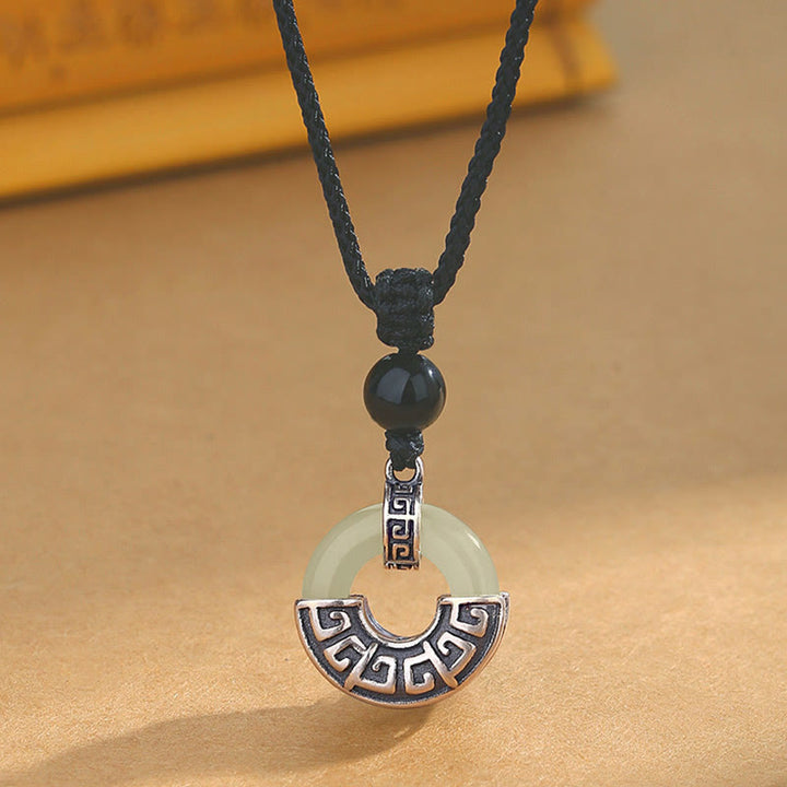 Buddha Stones 925 Srebro Sterling Naturalny Hetian Jade Klamra Pokoju Naszyjnik Wisiorek Dobrobytu