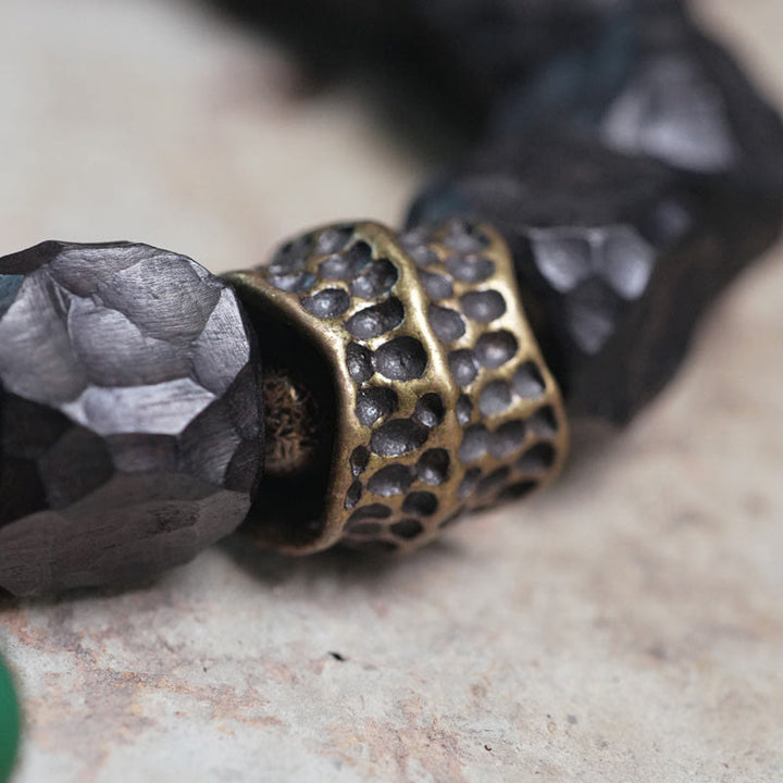 Buddha Stones Tybet Heban Drewno Miedź Pokój Tassel Bransoletka Mala Na Nadgarstek