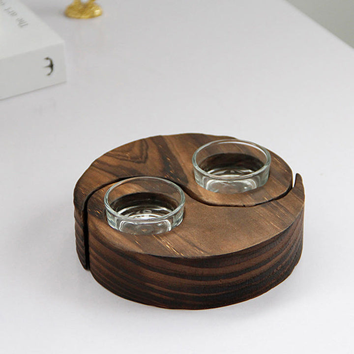 Buddha Stones Yin Yang Drewniany Świecznik Medytacja Rytuały Użyj Przedmiotów